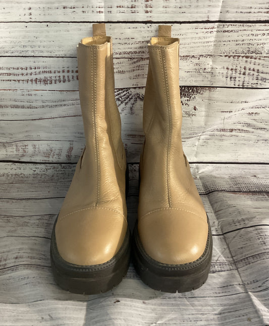 Sam Edelman Leather Wellington Lug Sole Chelsea Boots Sesame 9