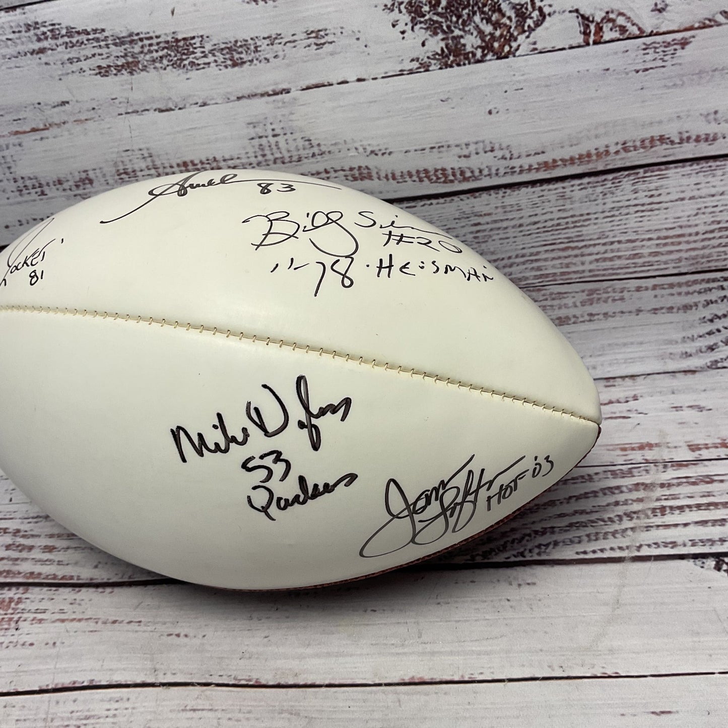 Signed Autographed Football Billy Sims James Lofton Mike Douglass Rocket Ismail