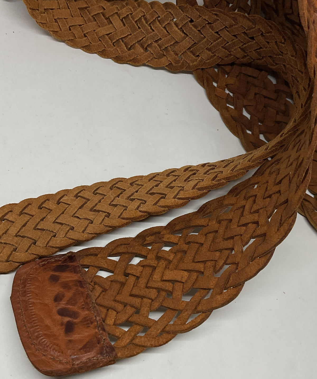 Lot 2 MOROCCAN Brown Leather Woven Belt