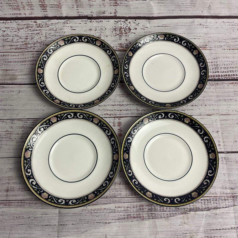 Wedgwood Runnymede W4472 Nautical Motif 4" Saucers (Set Of 4)