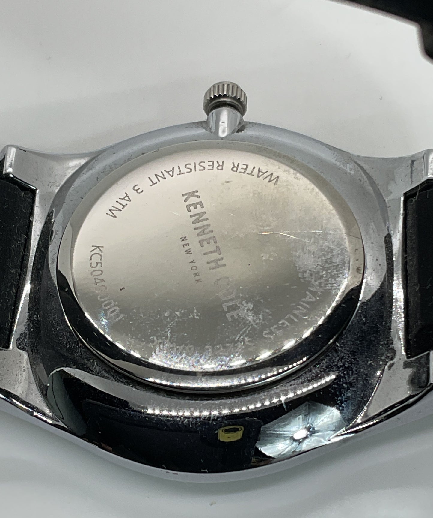 KENNETH COLE KC5049001 Men's Silver Tone White Dial Black Chronograph Watch