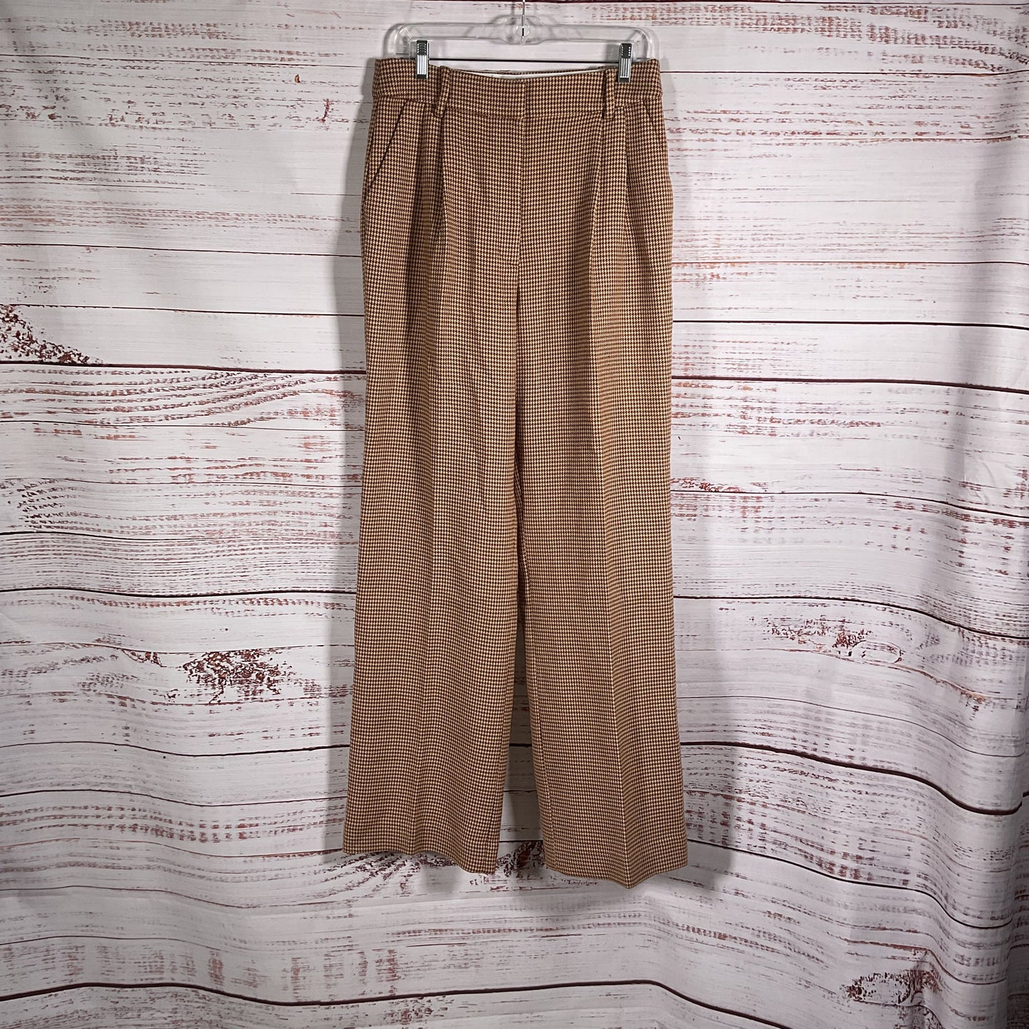 Favorite Daughter Plaid Brown Tan Houndstooth Pattern Pleated Pants - Size 10