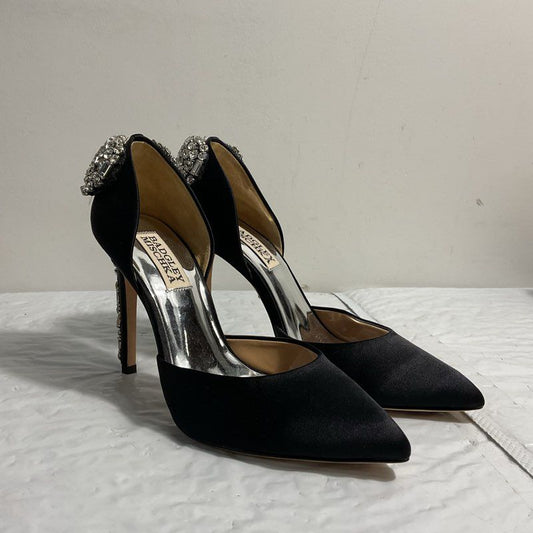 Badgley Mischka Black Parker Pump Crystal Embellished Heels Women's Size 5
