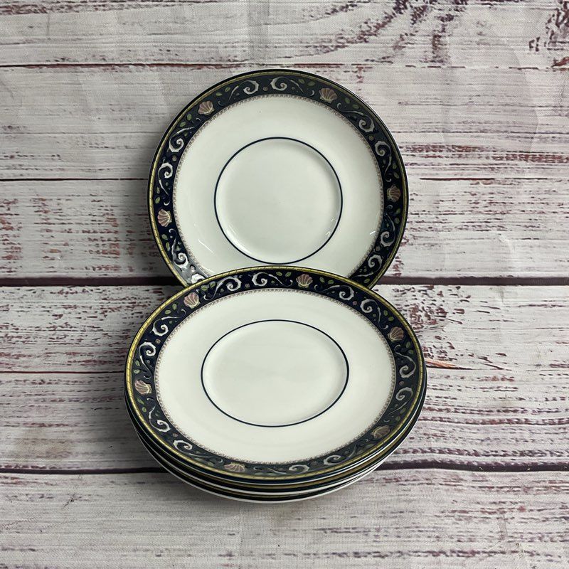 Wedgwood Runnymede W4472 Nautical Motif 4" Saucers (Set Of 4)