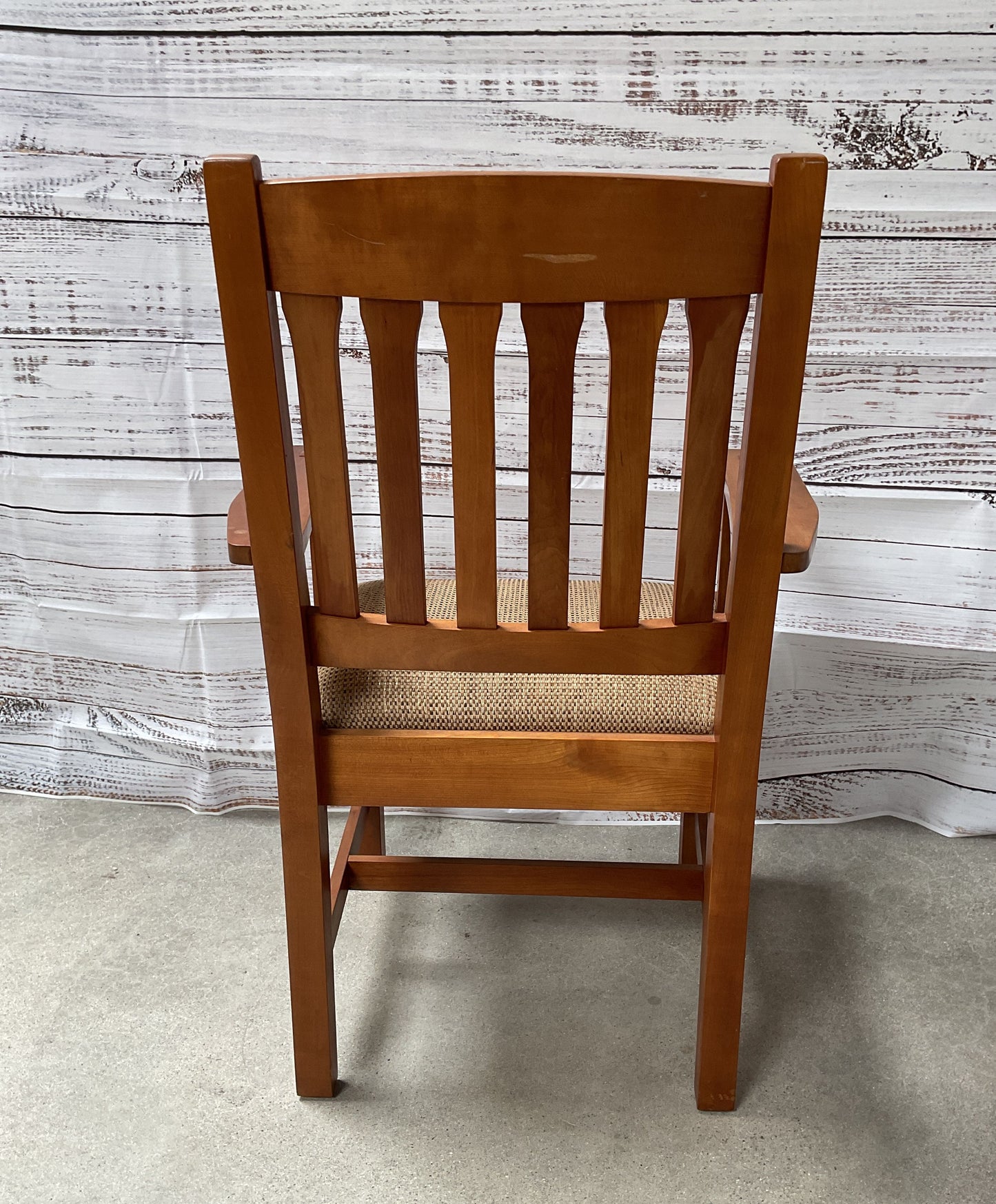 November 2003 L & J.G. Stickley Mission Natural Arm Chair with Upholstery Seat