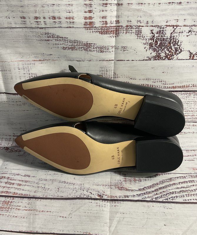 Cole Haan Women's Black Leather Viola Skimmer Flat W27673 Size 6B