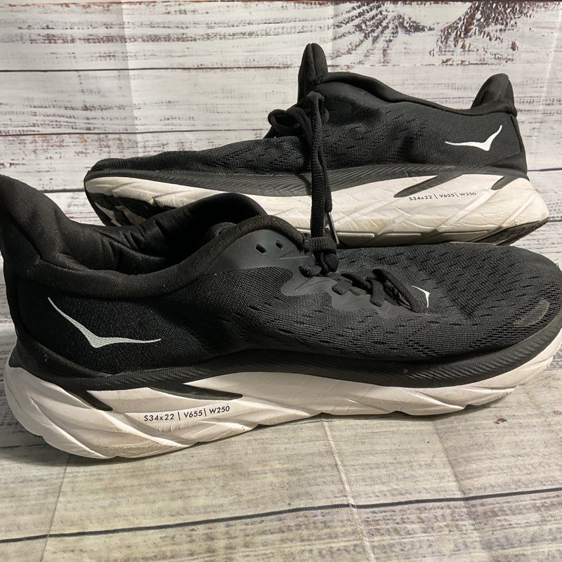 Hoka One One Clifton 8 Black Athletic Sneaker Men's Size 8.5