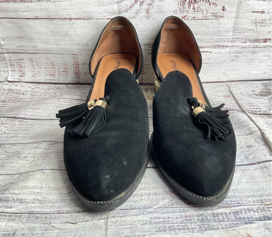 Jeffrey Campbell Suede Civil Block Heel Loafers Black 10