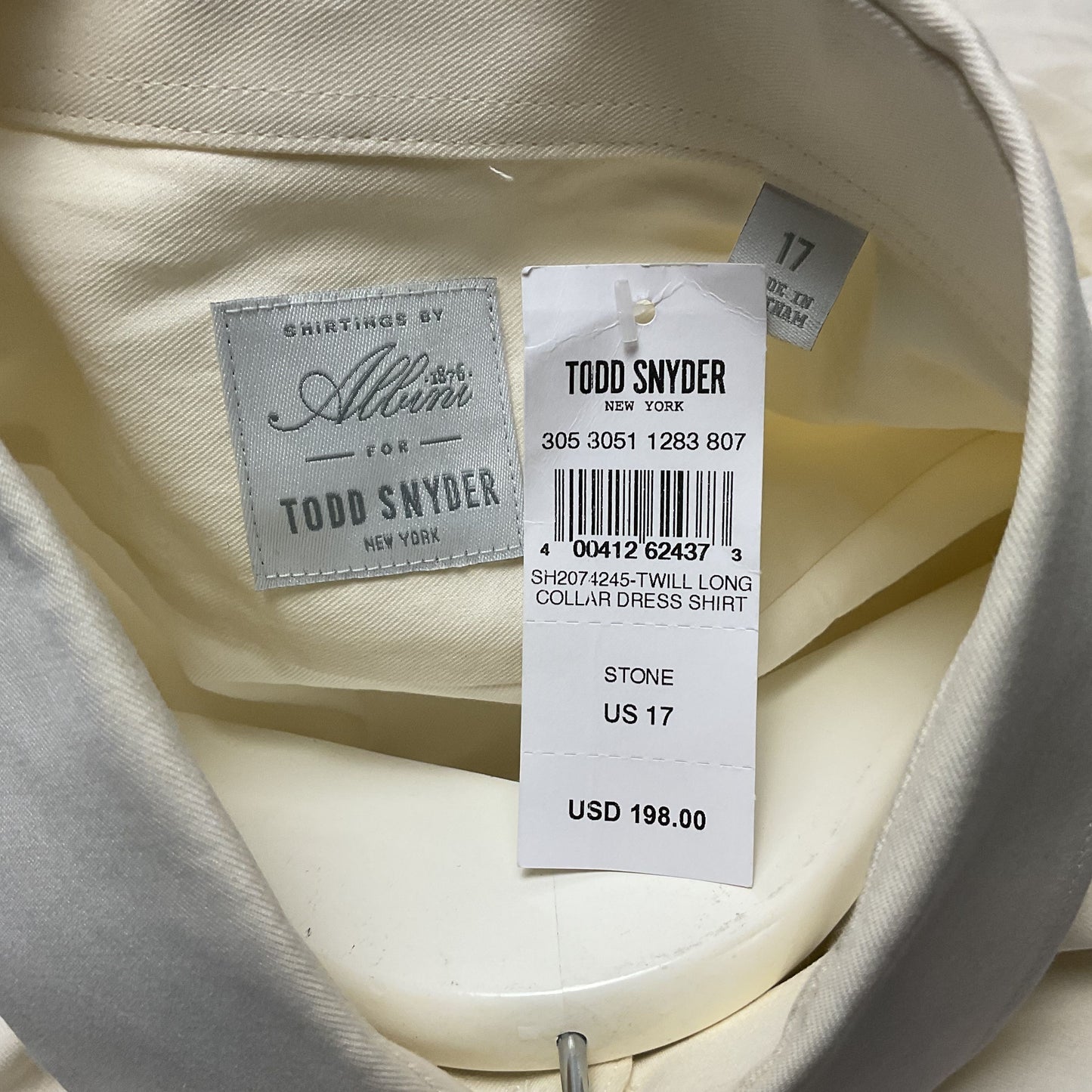 Todd Snyder Albini Long Sleeve Ivory White Button Up Shirt - Size 17