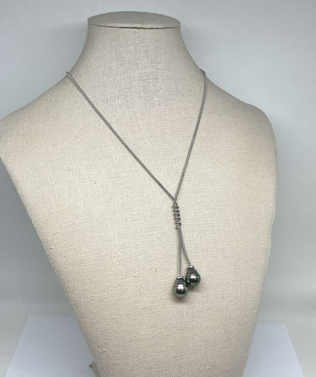 SAK Italy 14K White Gold Necklace with Two Cultured Pearls