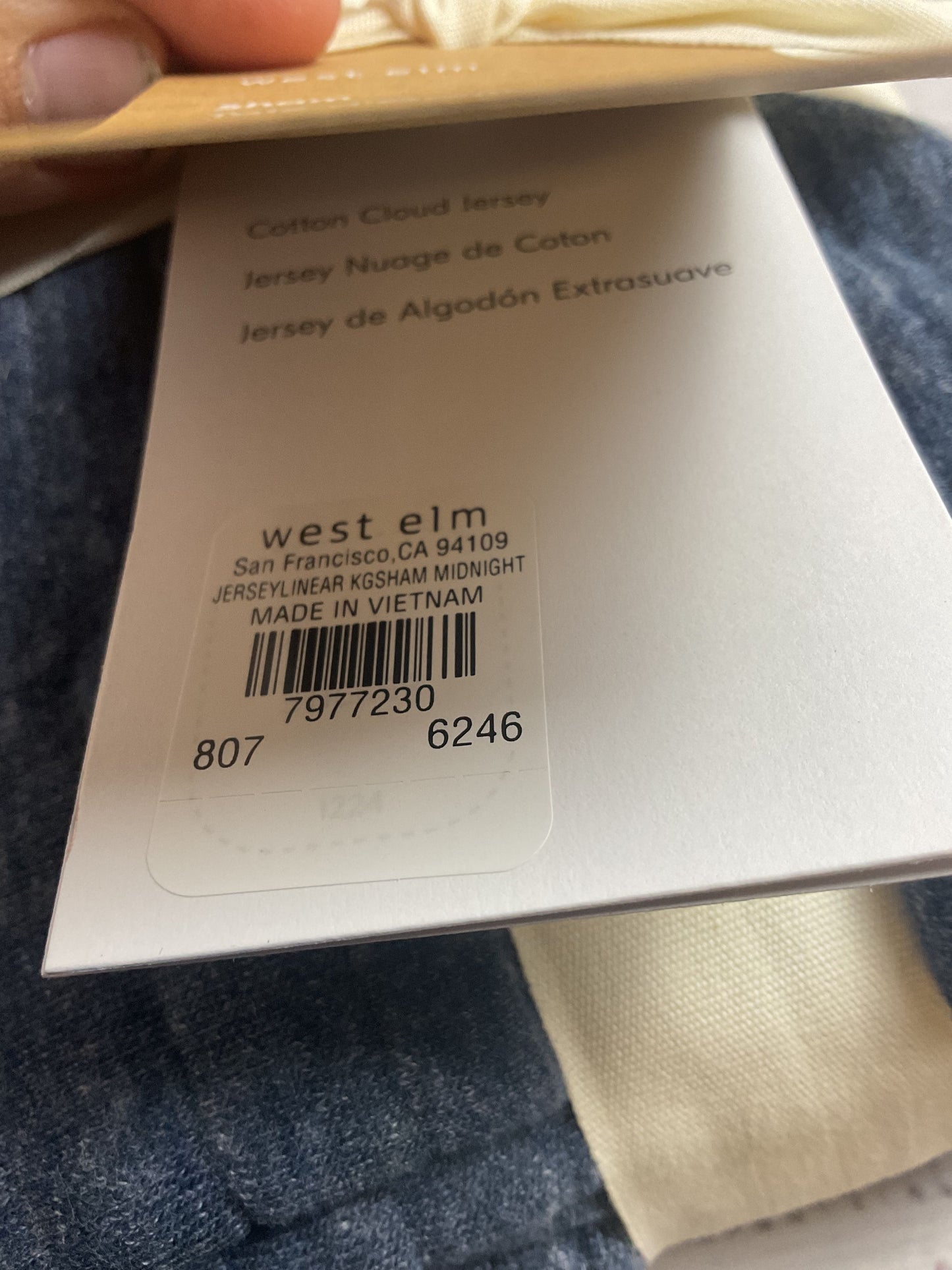 West Elm King Sized Sham Midnight Blue