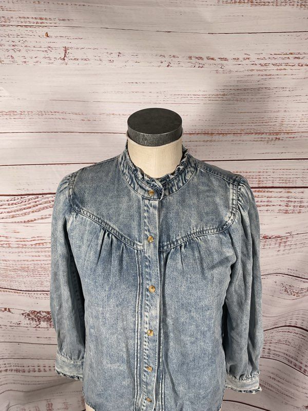 NWT RAILS Alanna Denim Blouse Antique Indigo Women's Size XS