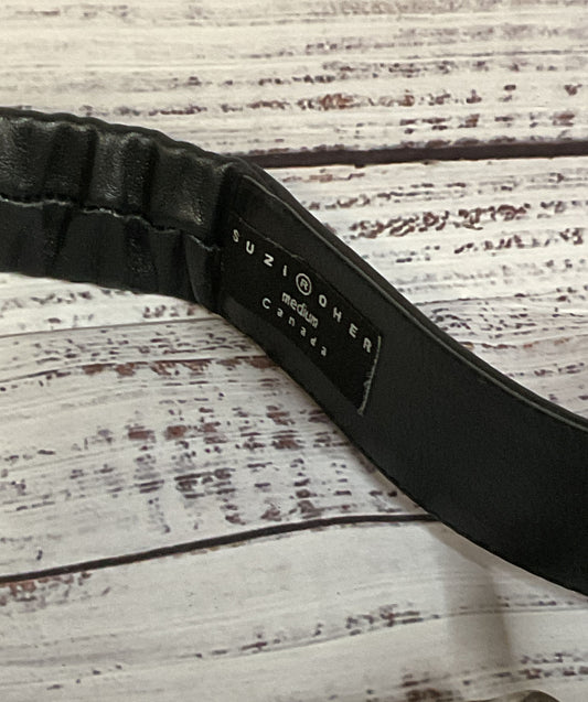 SUZI ROHER Black Canda Belt - Size Medium Silver Tone Buckle