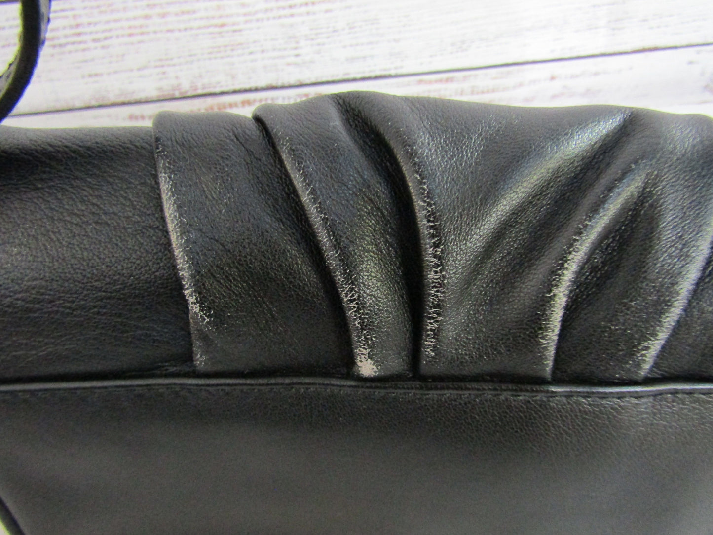 Oryany Bell Women's Ruched Black Leather Crossbody Shoulder Bag