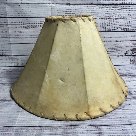 VTG. Handmade Cowhide Rawhide Rustic Lamp Shade 14" X 9"