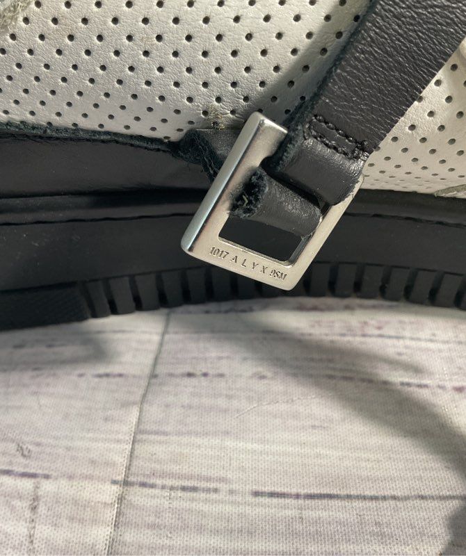 1017 ALYX 9SM Buckle Strap Black & White Leather Rubber Low Sneakers 45EU/12US