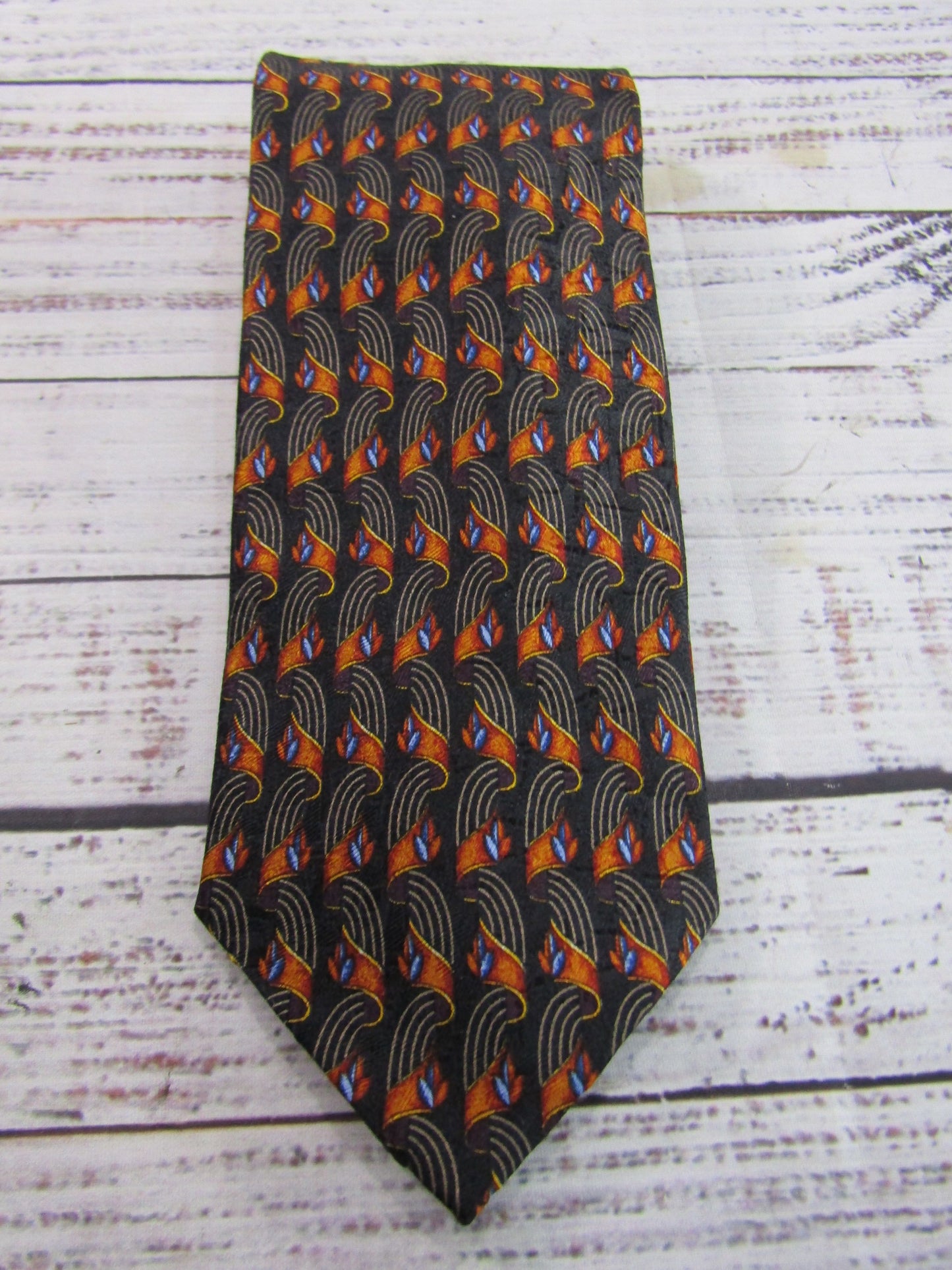 Vintage 90's Ermenegildo Zegna Men's Abstract Print Silk Tie Made in Italy