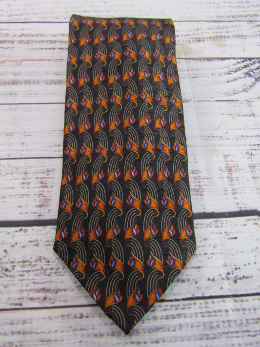Vintage 90's Ermenegildo Zegna Men's Abstract Print Silk Tie Made in Italy