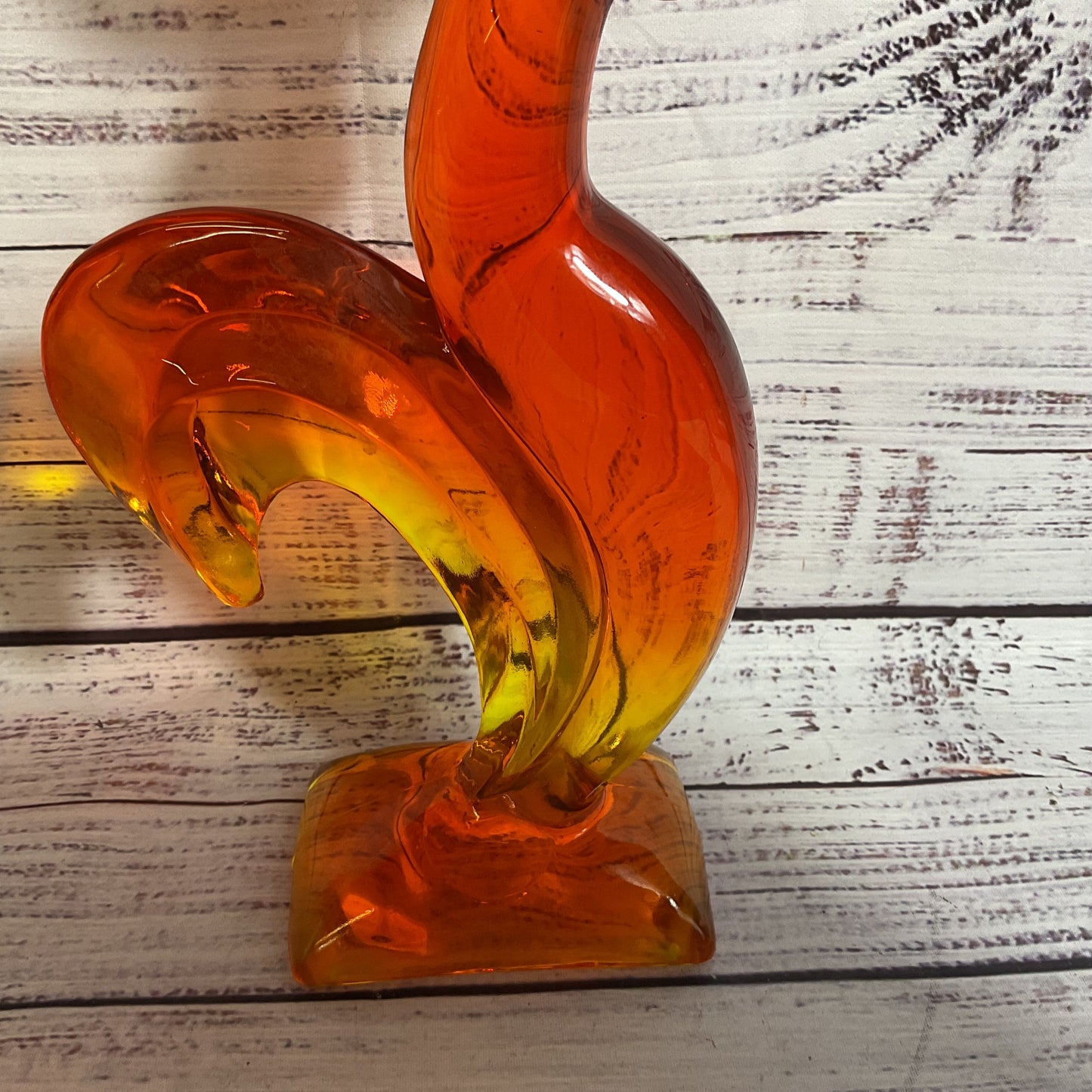 VTG. MCM VIKING? Glass Orange/Yellow Ombre Kellogg Rooster- 10"