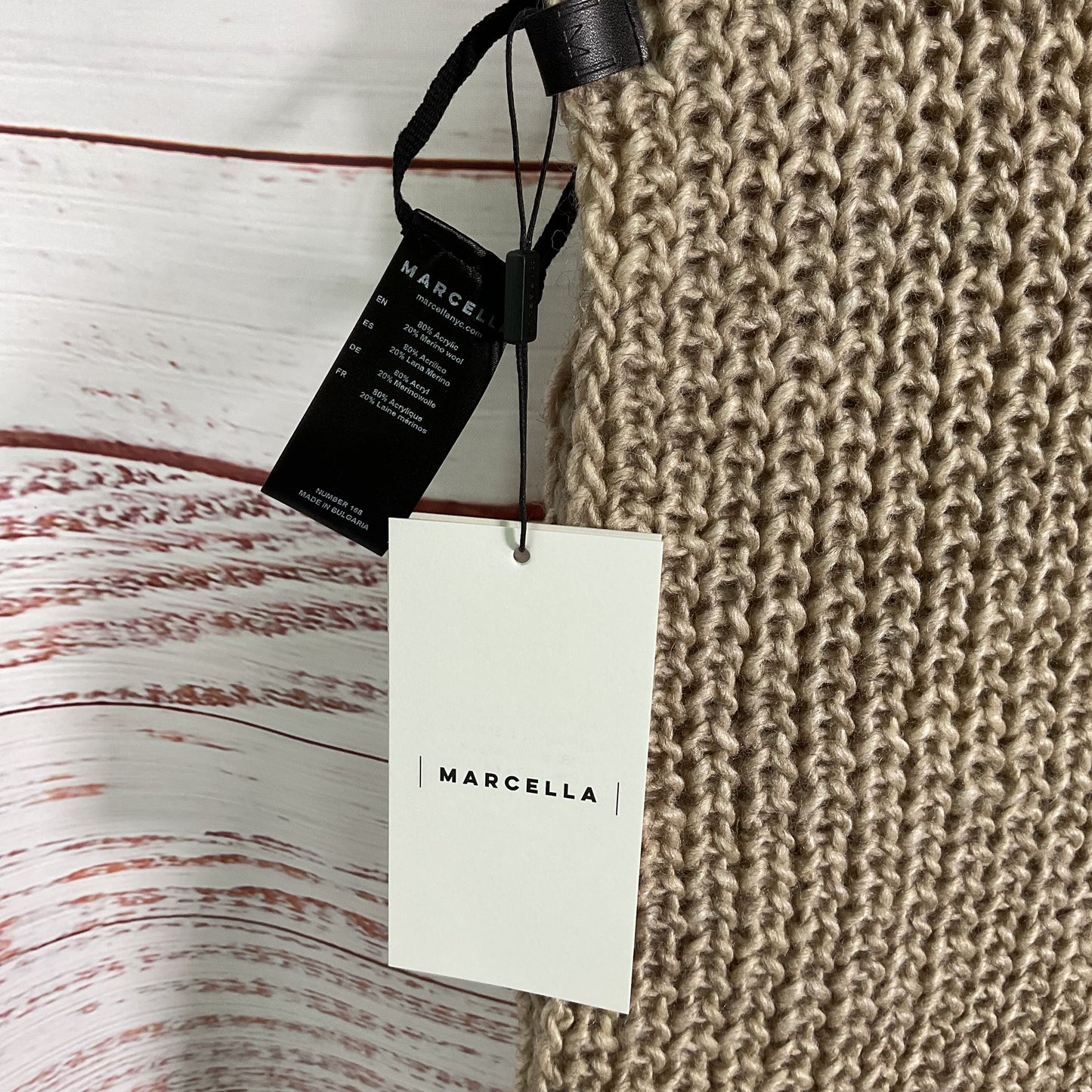Marcella Women's London Infinity Light Beige Acrylic Wool Scarf 17"W New W/ Tags