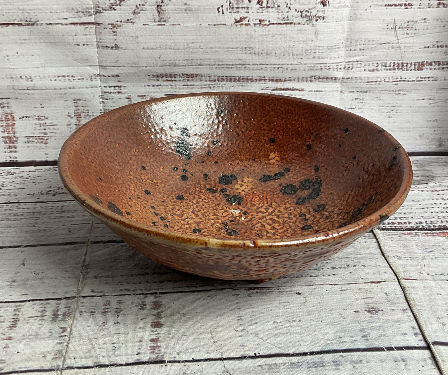 Handmade Speckled Glazed 6.5" Signed Bowl Copper Brown
