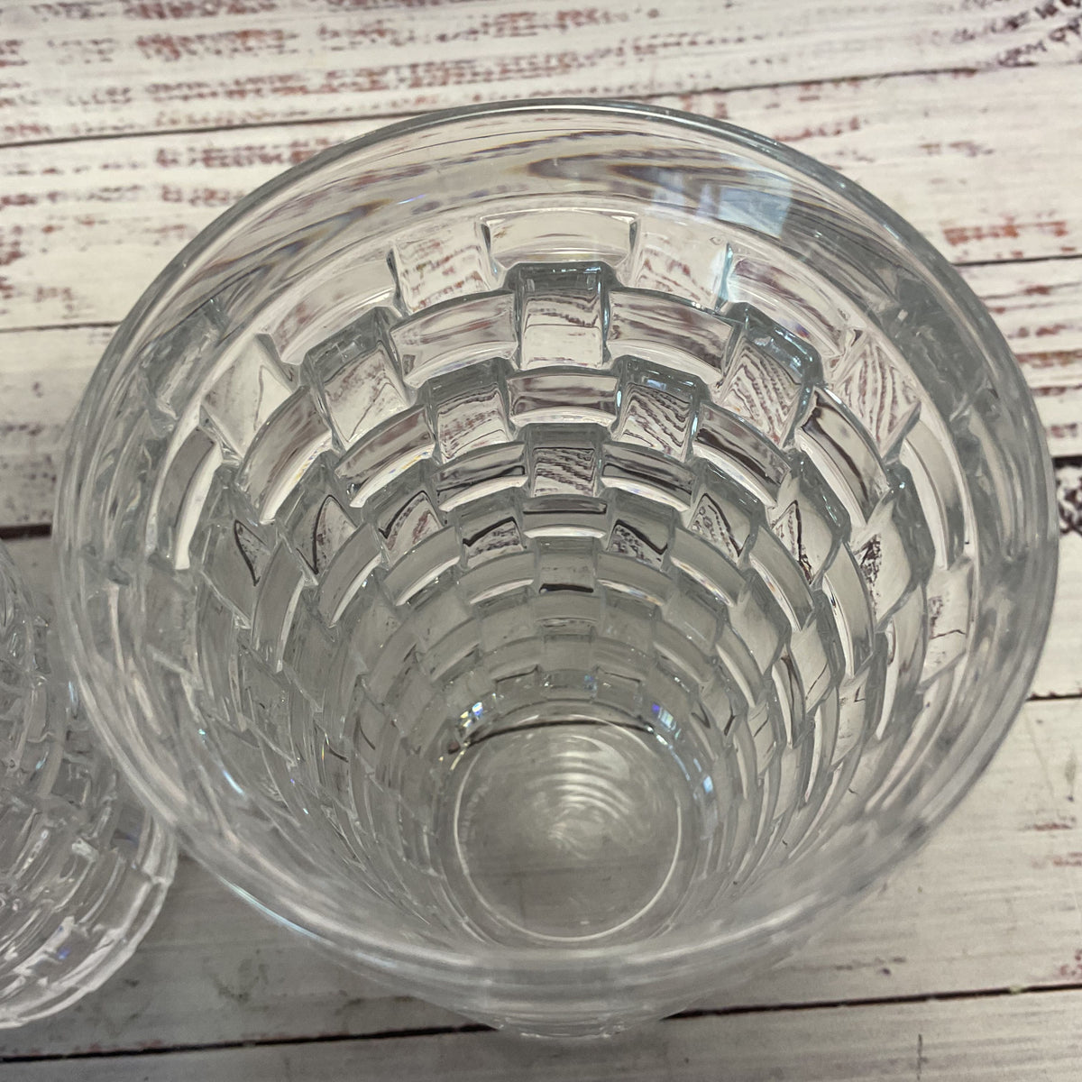 Nachtmann Clear Crystal Glass High Ball Woven Wicker Pattern 6" Glass
