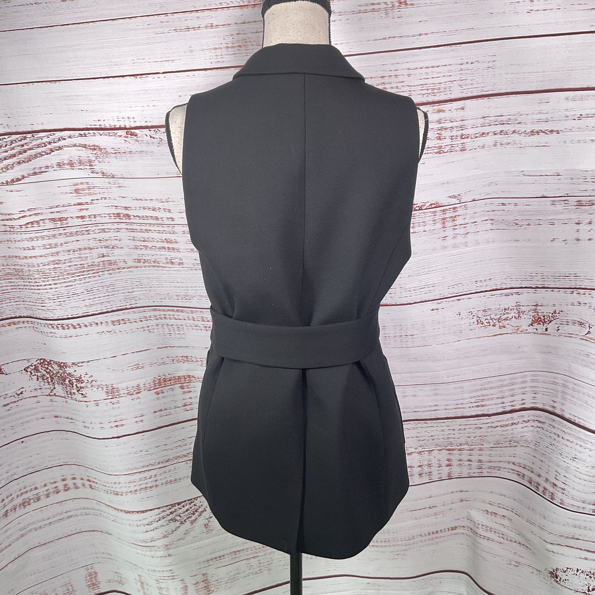 Sezane Black Polyester Wool Belted Closure Vest - Size 34