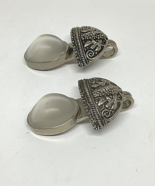 Lot 2 Rebecca Collins Silver Tone Frosted Glass Pendant