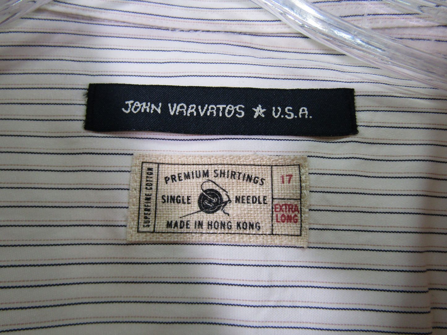 John Varvatos Men's Beige Striped Long Sleeve Button Down Shirt Size 17