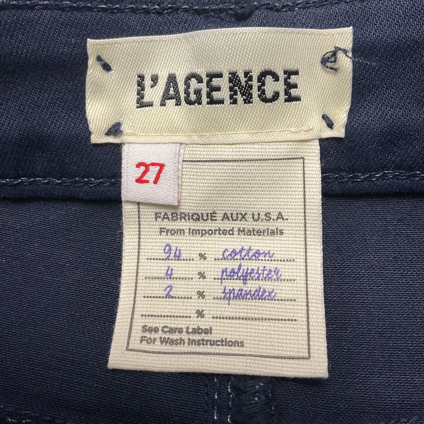 L'agence Margot Navy Blue Coated Skinny Jeans Pants - Size 27