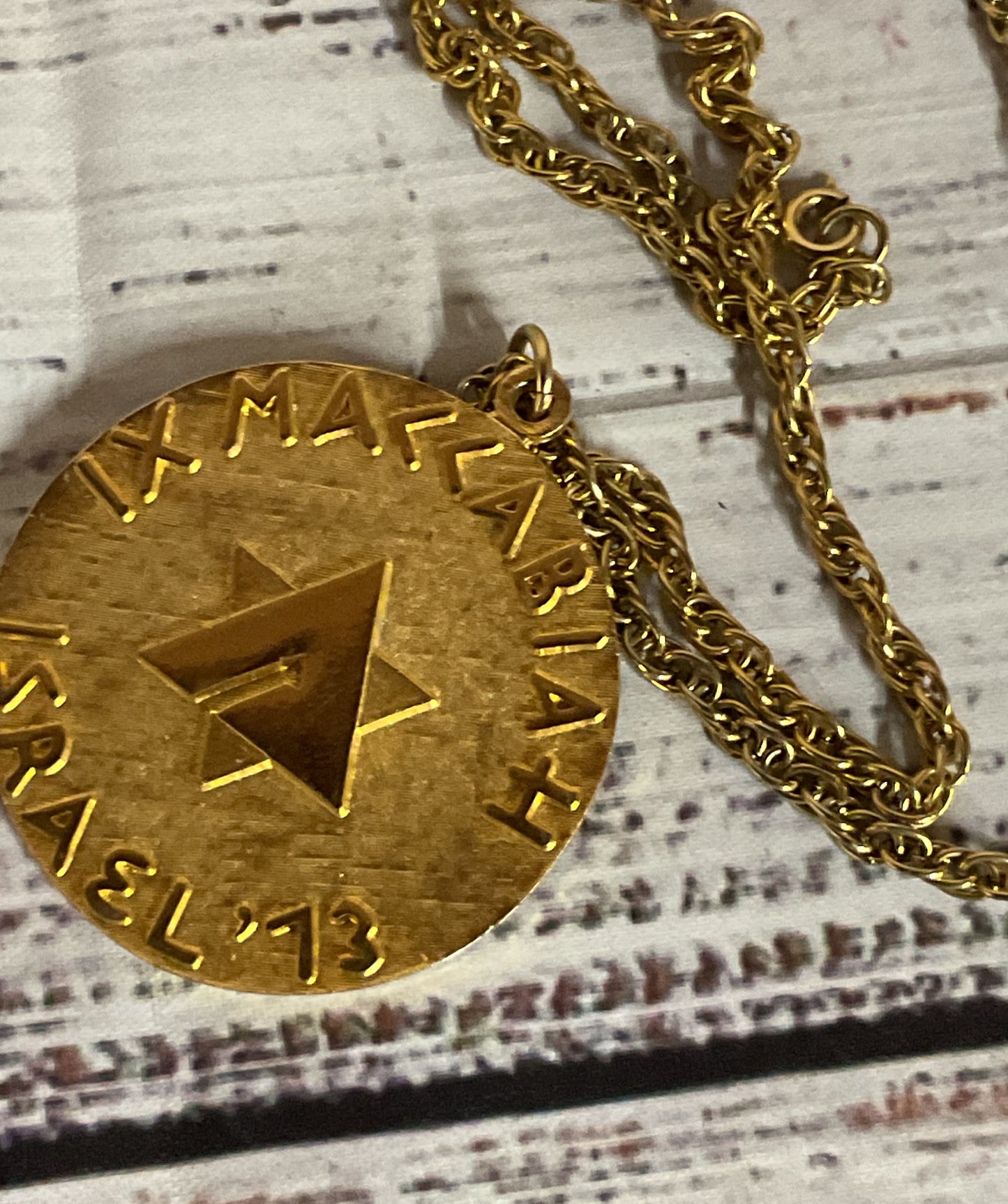 1973 Israel IX Maccabiah Gold Tone Vintage Necklace