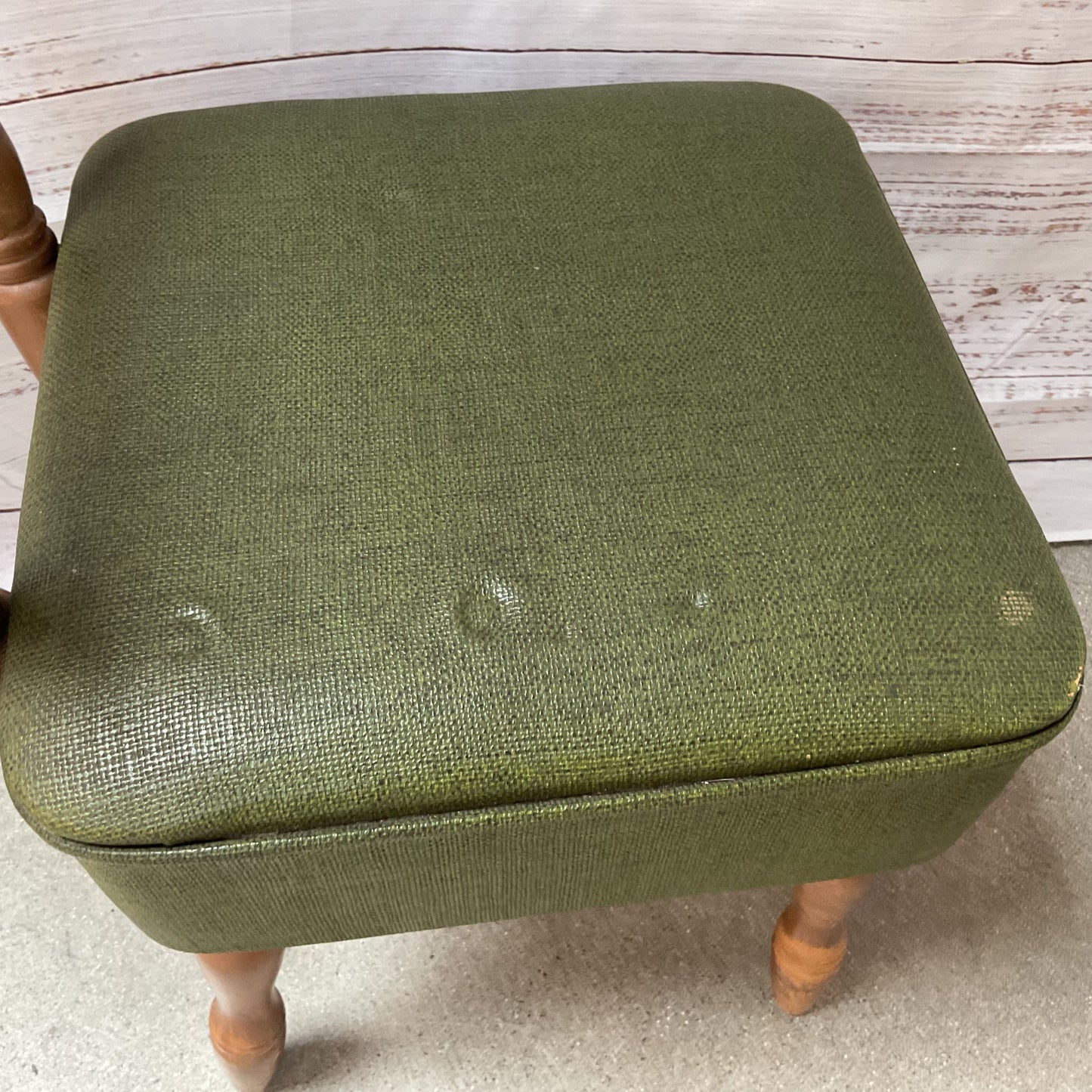 MCM Mid Century 1950’s Green Vinyl Sewing Machine Chair with Storage (PICK UP)