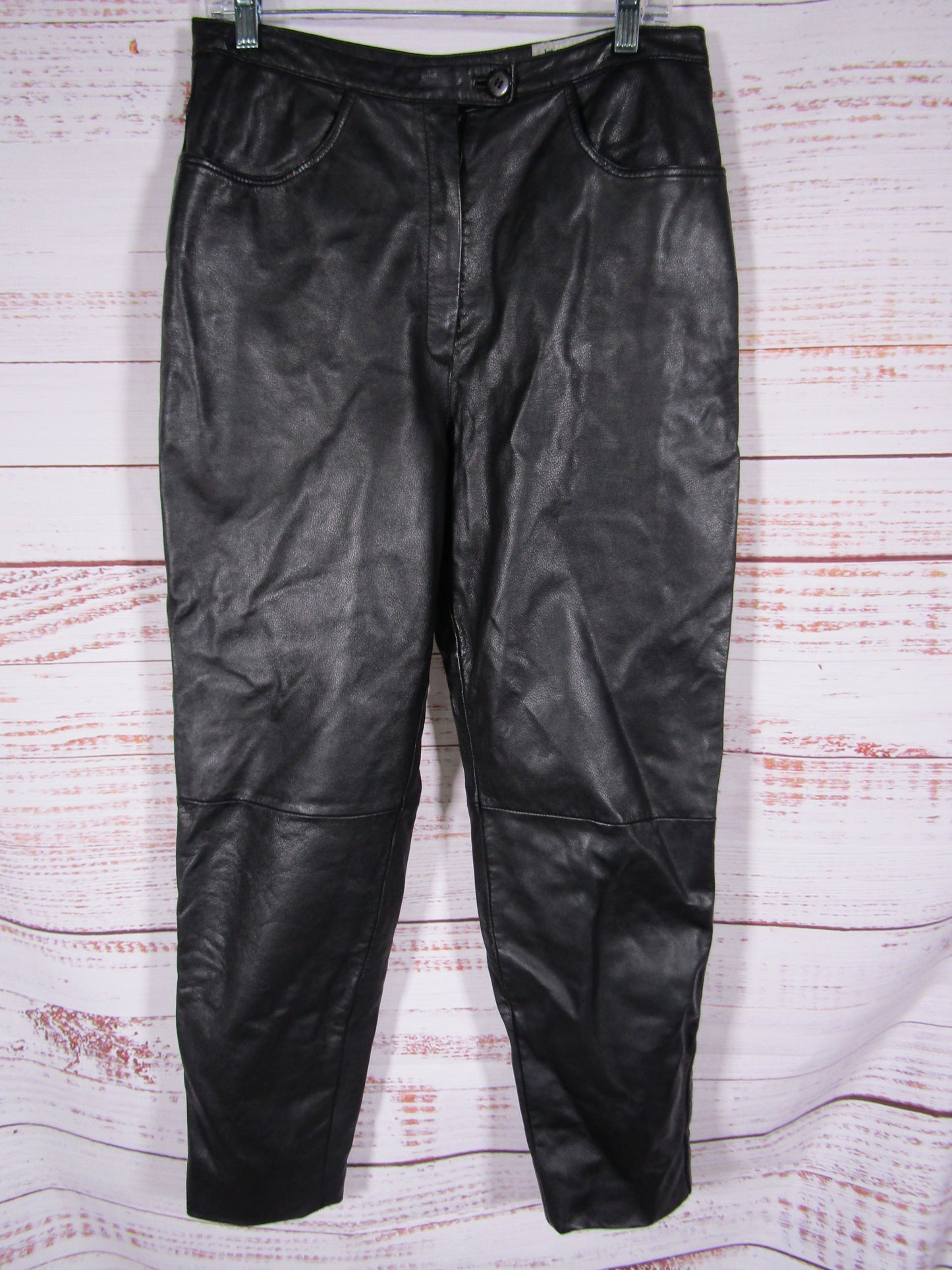 Vintage Bernard Women's Black Leather Pants Size 10