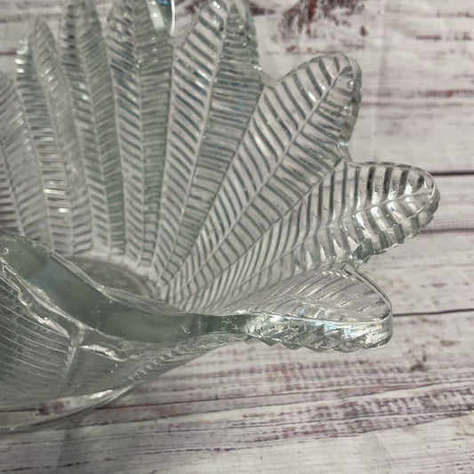 Vintage L.E. Smith Feather Basket Pressed Glass 14" Decorative Bowl