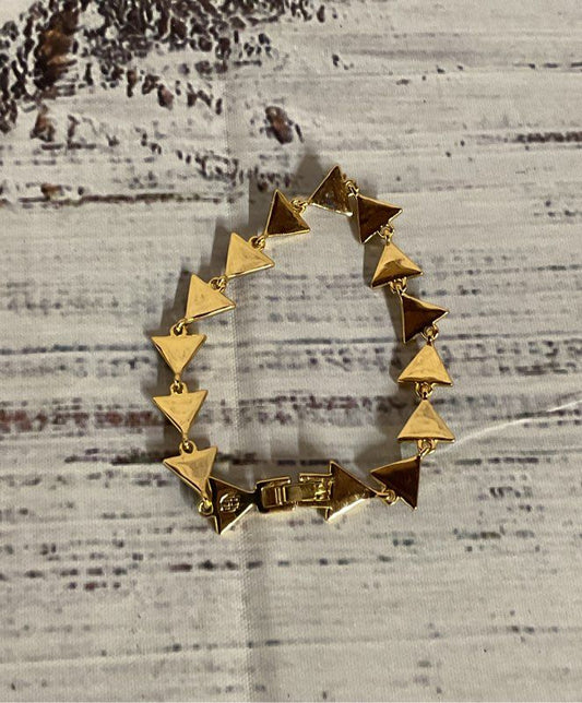 House of Harlow Gold Tone Triangle Linked Bracelet 7"