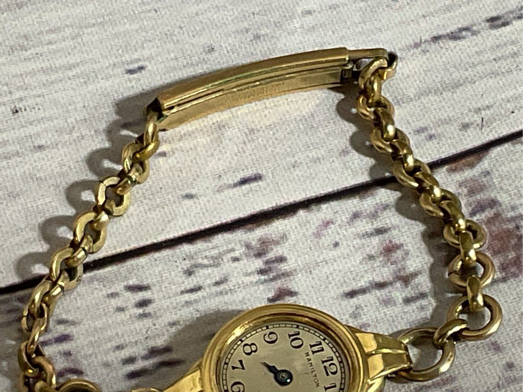 VTG. HAMILTON 10K Gold Filled Engraved on Back (DAMAGED)