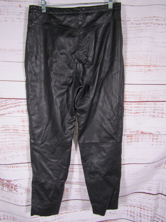 Vintage Bernard Women's Black Leather Pants Size 10
