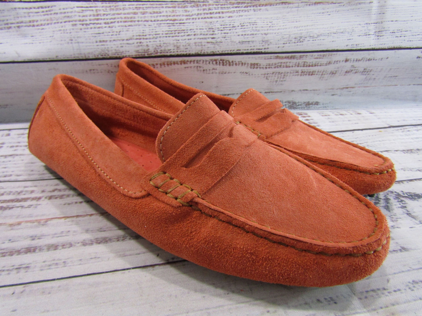 Massimo Matteo Men's Orange Suede Driving Penny Loafer Size 9.5