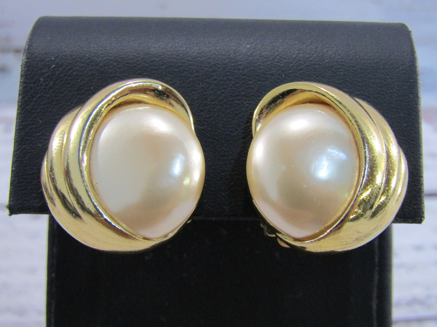 Vintage Aldo Cipullo Gold Plated Faux Pearl Clip-On Earrings