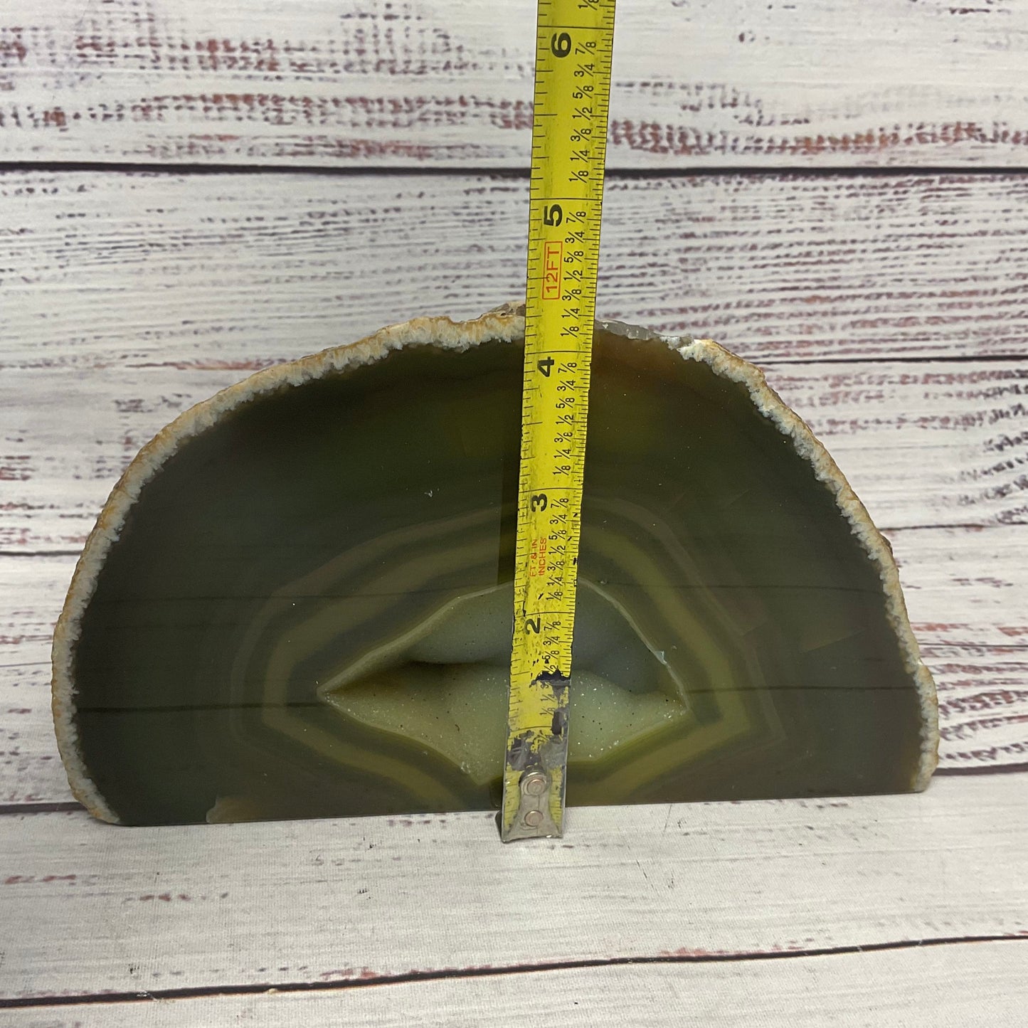 Polished Agate Geode Half Slice Green 4lb 5oz