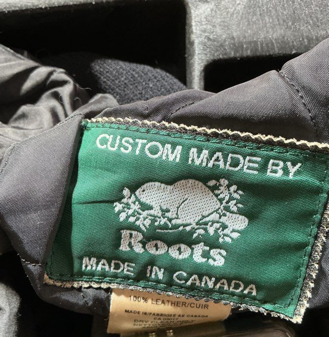 Men's Roots Black Leather Custom Arista Records 75-95 Anniversary Jacket Size L