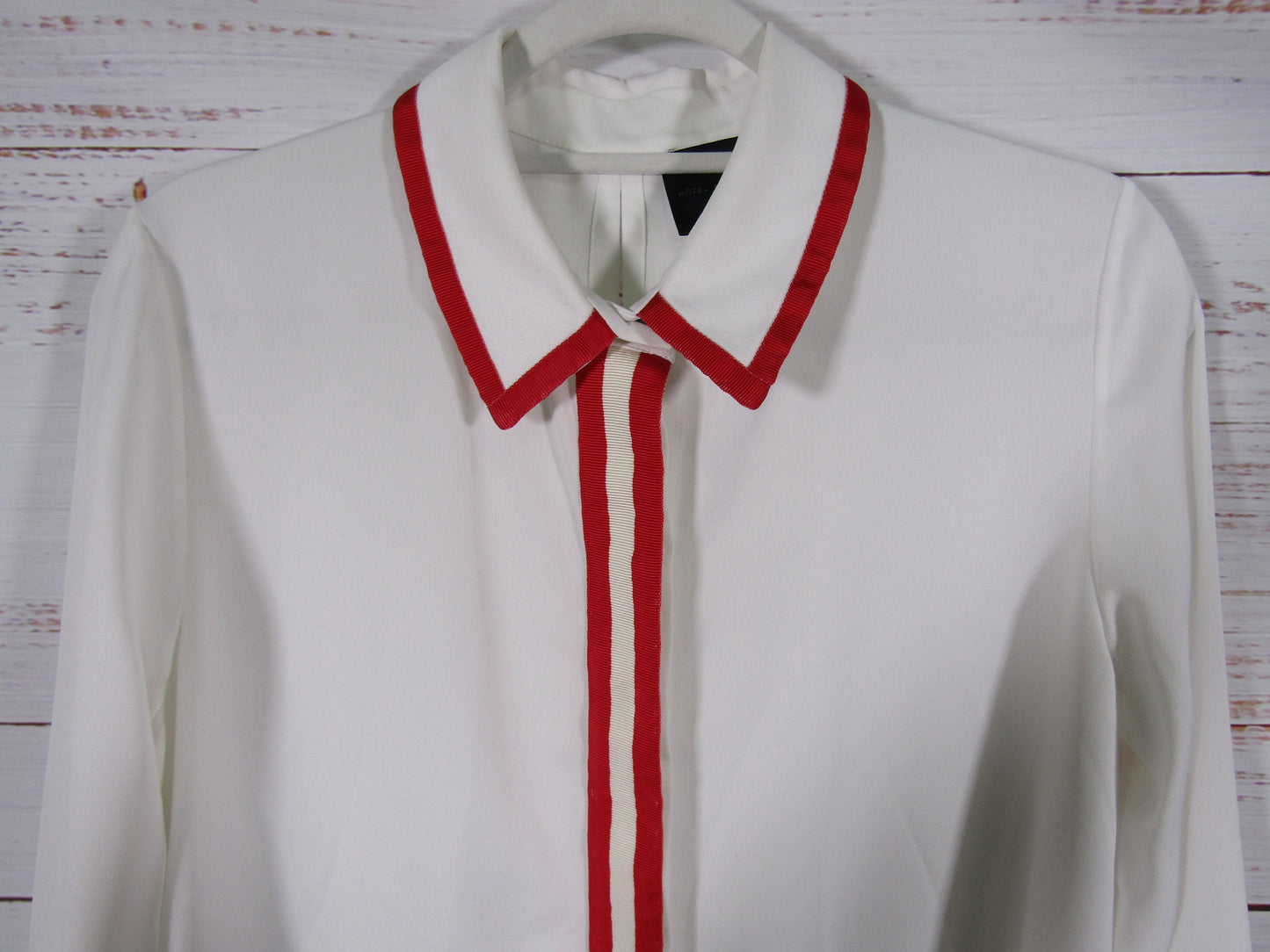 Hotel Particulier Women's White Long Sleeve Button Down Blouse Size L
