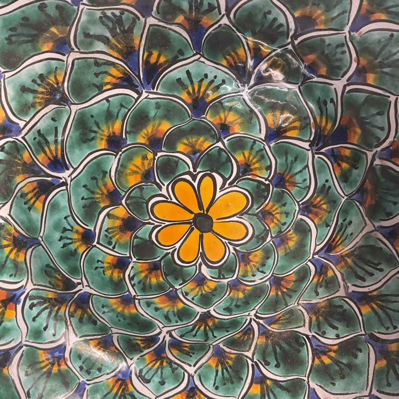 Talavera Castillo 10" Hand Painted Ceramic Serving Bowl Made In Mexico