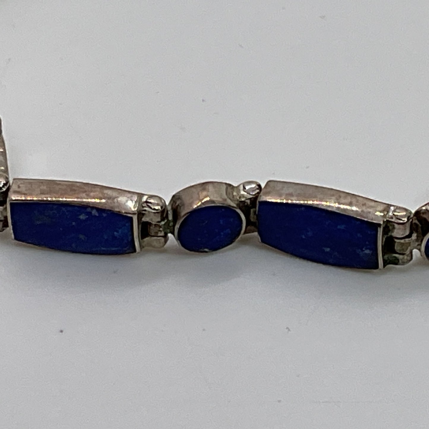 950 Silver & Lapis Link 7.5" Bracelet- 11.27g