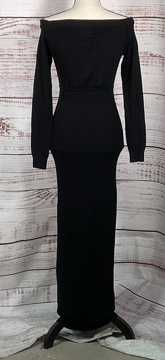 Michael Costello x Revolve Off Shoulder Bodycon Maxi Dress Black XS