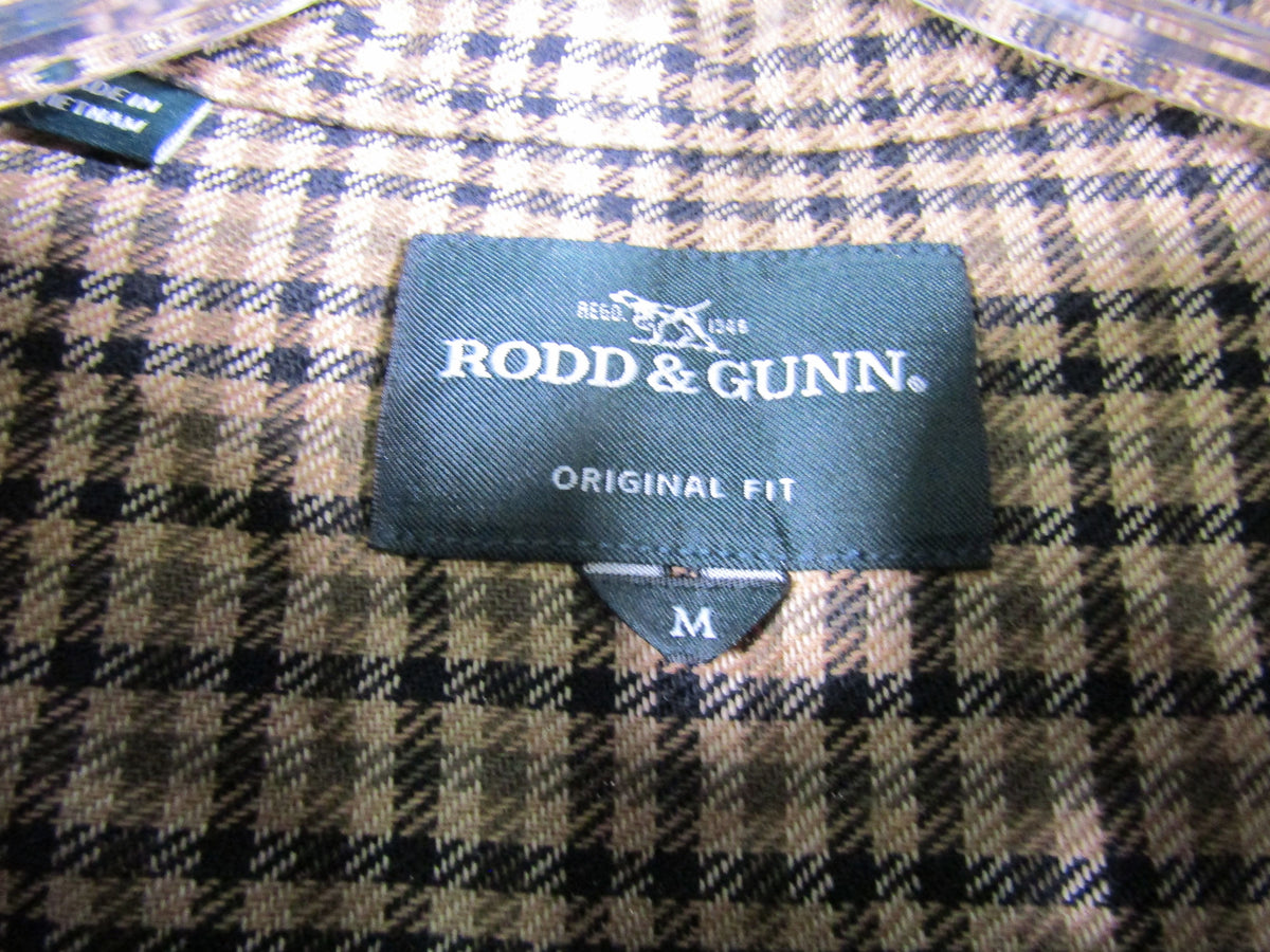 Rodd & Gunn Linfield Men's Brown Long Sleeve Houndstooth Shirt Size M