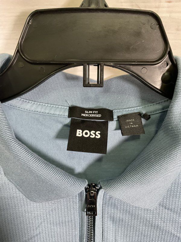 Hugo Boss Men's Polston 28 Blue Quarter Zip Polo Shirt Size XL Slim Fit