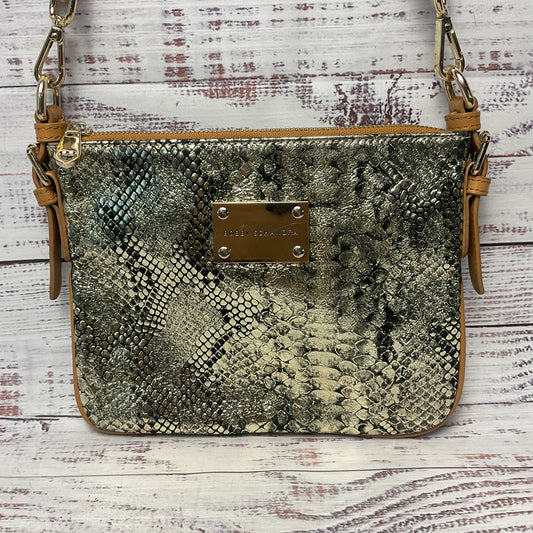 Bobby Schrandra Black Suede Gold Snake Skin Design Shoulder Bag Purse