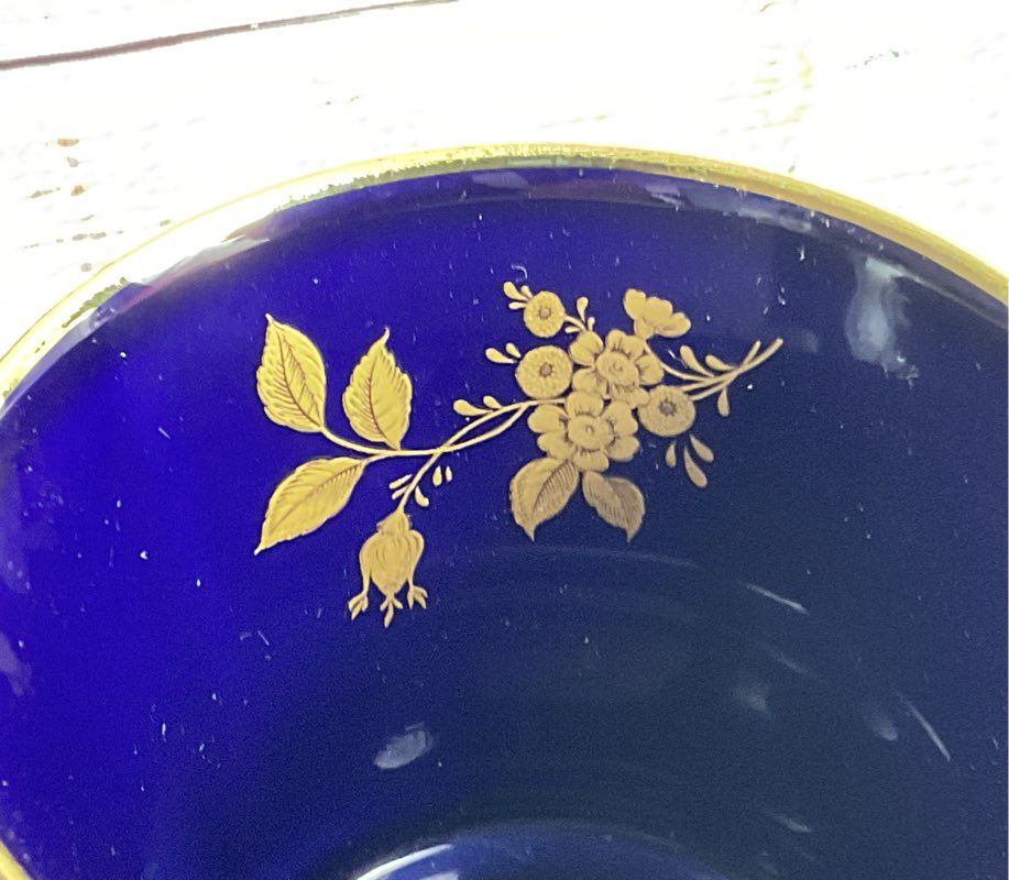 Bareuther Waldsassen Echt Vintage 22K Gold Germany Tea Cup Cobalt