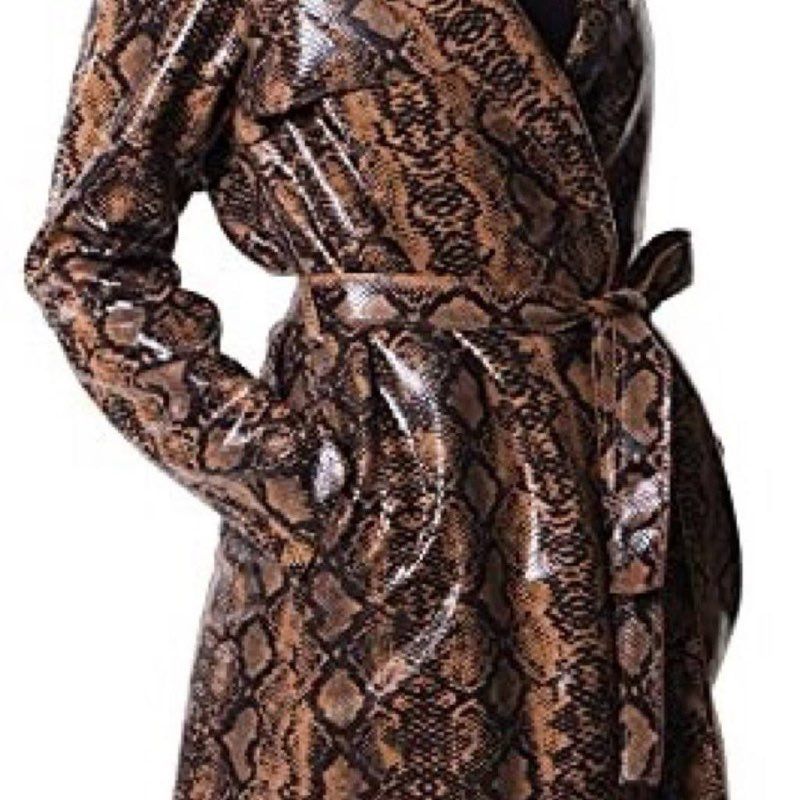 NWT Women's BlankNYC Animal Print Snake Faux Leather Trenchcoat Size M